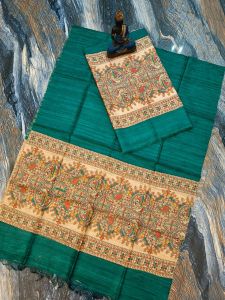 Ladies Tussar Ghicha Silk Madhubani Suit Set