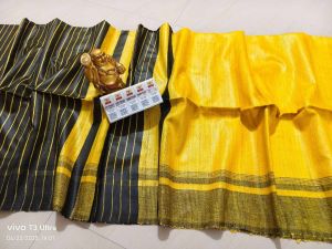 Ladies Tussar Ghicha Silk Masraiz Border Handloom Saree