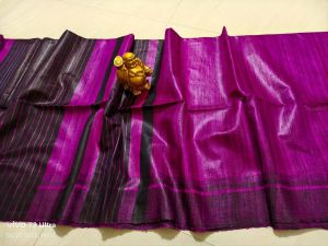 Ladies Tussar Ghicha Silk Masraiz Border Handloom Saree