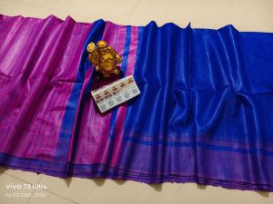Ladies Tussar Ghicha Silk Masraiz Border Handloom Saree