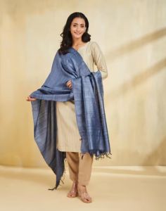 Ladies Tussar Ghicha Silk Plain Border Dupatta
