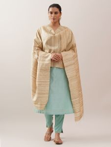 Ladies Tussar Ghicha Silk Plain Border Dupatta