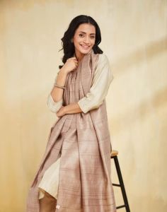 Ladies Tussar Ghicha Silk Plain Border Dupatta