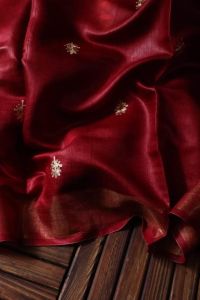 Ladies Tussar Munga Silk Embroidered Zari Border Saree