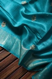 Ladies Tussar Munga Silk Embroidered Zari Border Saree