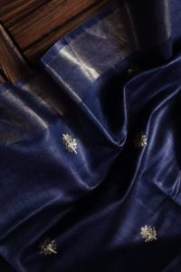 Ladies Tussar Munga Silk Embroidered Zari Border Saree