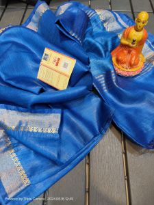 Ladies Tussar Munga Silk Temple Zari Border Saree