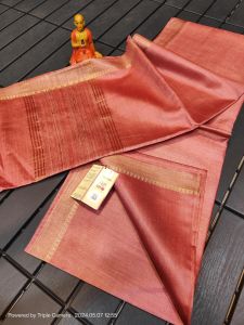 Ladies Tussar Munga Silk Temple Zari Border Saree