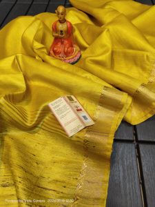 Ladies Tussar Munga Silk Temple Zari Border Saree