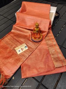 Ladies Tussar Munga Silk Temple Zari Border Saree