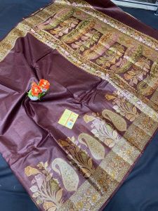 Ladies Tussar Silk Meenakari Handloom Weaving Saree