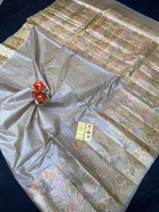 Ladies Tussar Silk Meenakari Handloom Weaving Saree
