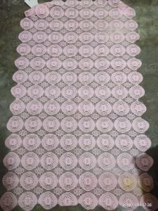 Round Pink Floral Jacquard Net Table Fabric