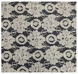 Snow White Floral Ring Lace Net Fabric