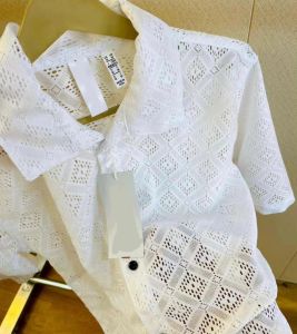 White Jacquard Net Pattern Shirt Fabric