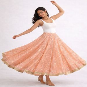 Champagne Gold Sequin Flare Skirt