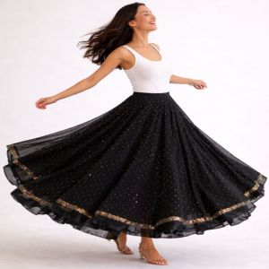 Starry Night Sequinned Georgette Maxi Skirt
