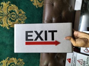 Brushed Finish Exit Direction Sign Board with Arrow Indicator