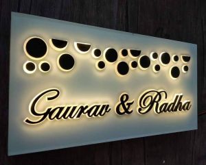 LED Back Glow Acrylic Decorative Name Plate Sign Board