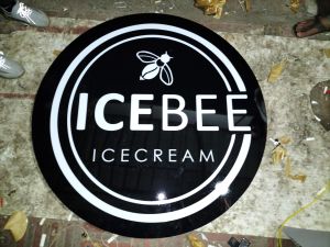 Round Acrylic Non-Lit Branding Sign Board with Gloss Finish