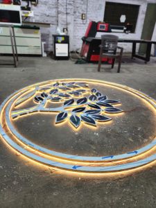 Round LED Neon Ring Acrylic Cafe Sign Board