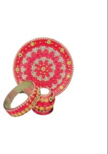 Karwa Chauth Stainless Steel Thali with Handcrafted Design