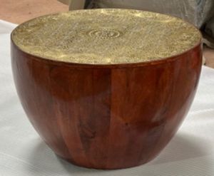 Round Wooden Drum Side Table