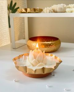 Golden Lotus Bowl Candle