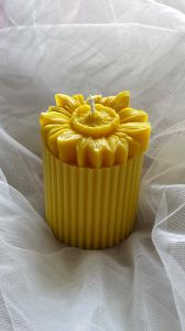 Sunflower Ribbed Pillar Candle