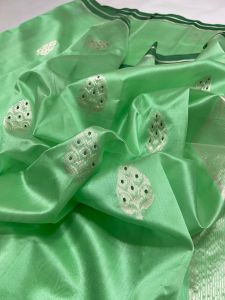Green Pattu Soft Silk Sarees Pure Chanderi Handloom