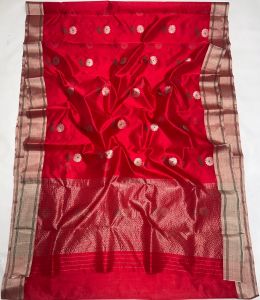 Red Pattu Soft Silk Sarees Pure Chanderi Handloom