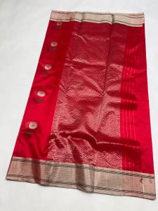 Red Pattu Soft Silk Sarees Pure Chanderi Handloom