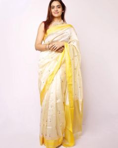 Yellow Pattu Soft Silk Sarees Pure Chanderi Handloom