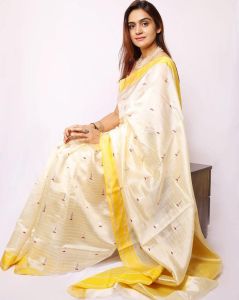 Yellow Pattu Soft Silk Sarees Pure Chanderi Handloom
