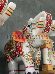 White Marble Elephant Statue