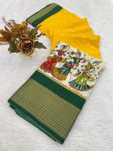 Designer Kalamkari Printed Saree With Blouse