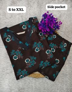 Elegant Ladies Rayon Printed Kurti Pant Set