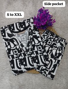 Trendy Black Rayon Kurti Pant Set with Attractive Prints
