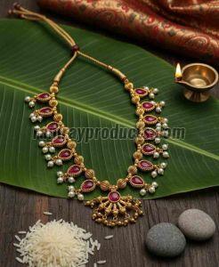 Kundan Style Micro Gold Polish Necklace