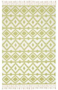 Olive Tribal Motif Flat Weave Rug