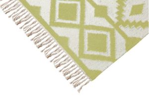Olive Tribal Motif Flat Weave Rug