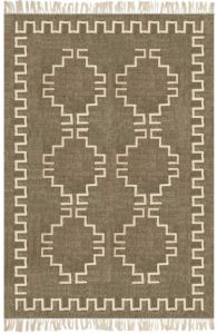 Beige Textured Pattern Flat Weave Dhurrie