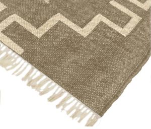 Beige Textured Pattern Flat Weave Dhurrie