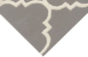 Grey Ivory Moroccan Trellis Woolen Rug