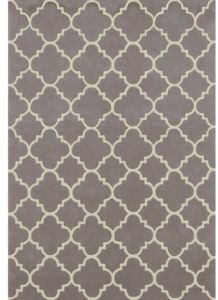 Grey Ivory Moroccan Trellis Woolen Rug