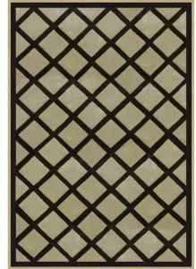 Beige and Black Woolen Lattice Diamond Design Rug