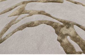 Olive Beige Abstract Swirl Woolen Rug