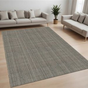 Ivory Charcoal Micro Check Neutral Handloom Carpet