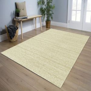 Ivory Linear Textured Indoor Outdoor Carpet