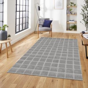 Light Grey Grid Handloom Carpet